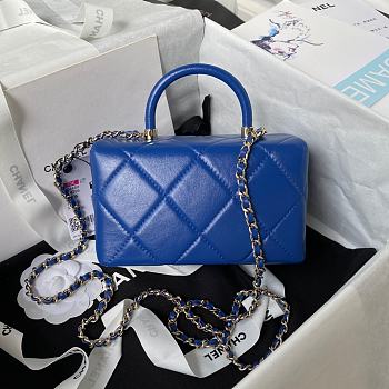 Okify CC Mini Box Bag Glossy Calfskin & Gold-Tone Blue