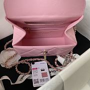 Okify CC Mini Box Bag Glossy Calfskin & Gold-Tone Metal Pink - 4