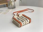 Okify Chloé Woody Nano Tote Linen Canvas & Shiny Calfskin With Woody Ribbon White & Orange - 3