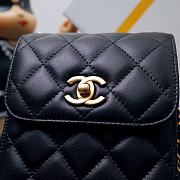 Okify CC Lambskin Quilted Vertical Pearl Crush Flap with Chain Black - 2