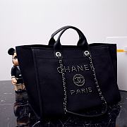 Okify CC Canvas Large Deauville Pearl Tote Bag Black - 6