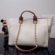 Okify CC Canvas Large Deauville Pearl Tote Bag Beige - 4