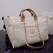 Okify CC Canvas Large Deauville Pearl Tote Bag Beige - 2