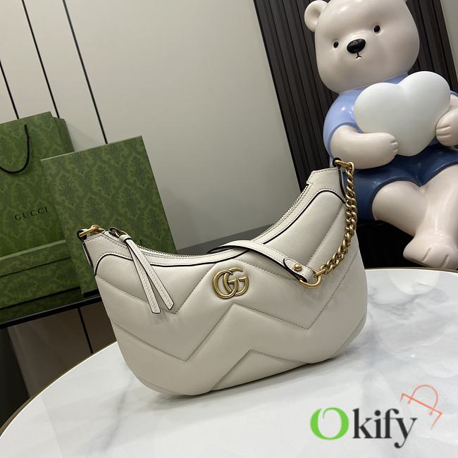 Okify Gucci GG Marmont Small Shoulder Bag White Leather  - 1