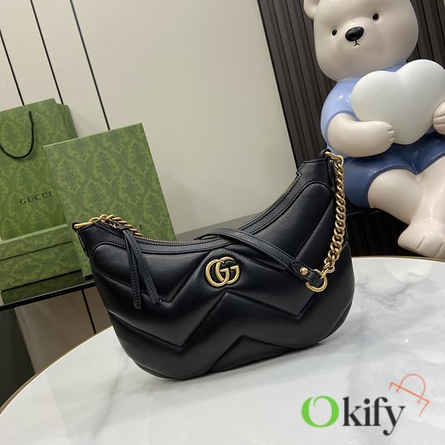 Okify Gucci GG Marmont Small Shoulder Bag Black Leather  - 1