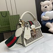 Okify Gucci Queen Margaret 25 White Calfskin Ophidia Canvas Bag - 4