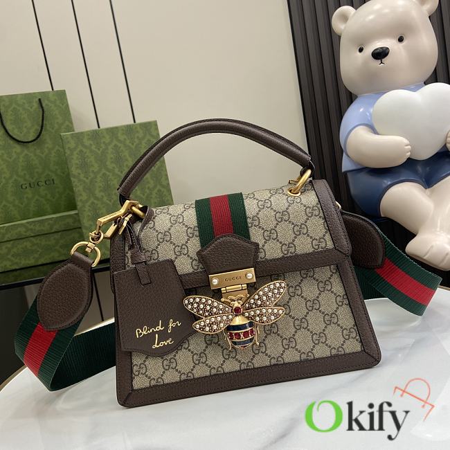 Okify Gucci Queen Margaret 25 Brown Calfskin Ophidia Canvas Bag - 1