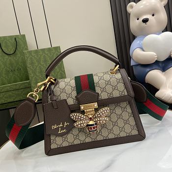 Okify Gucci Queen Margaret 25 Brown Calfskin Ophidia Canvas Bag