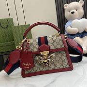 Okify Gucci Queen Margaret 25 Red Calfskin Ophidia Canvas Bag - 1