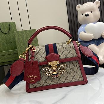 Okify Gucci Queen Margaret 25 Red Calfskin Ophidia Canvas Bag