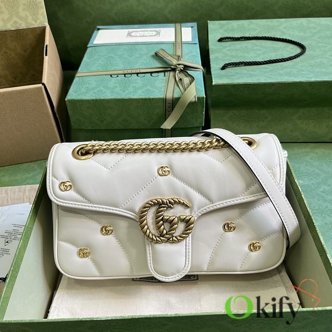 Okify GG Marmont Small Shoulder Bag White Leather - 1