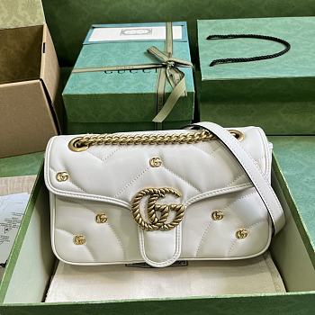 Okify GG Marmont Small Shoulder Bag White Leather