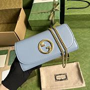 Okify Gucci Blondie Continental Chain Wallet Blue Leather - 1