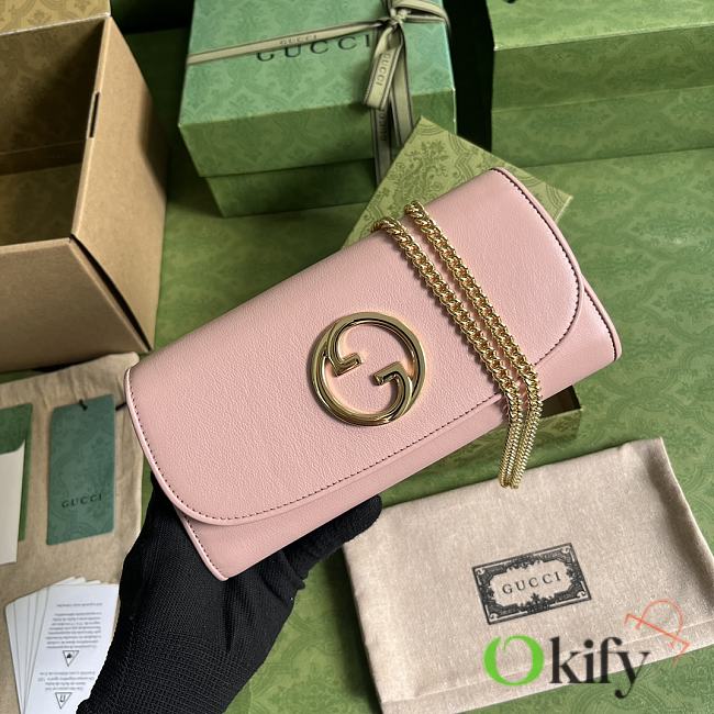 Okify Gucci Blondie Continental Chain Wallet Pink Leather - 1