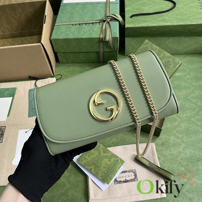 Okify Gucci Blondie Continental Chain Wallet Green Leather - 1