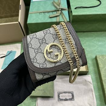 Gucci Blondie Medium Chain Wallet Beige And Ebony GG Supreme Canvas