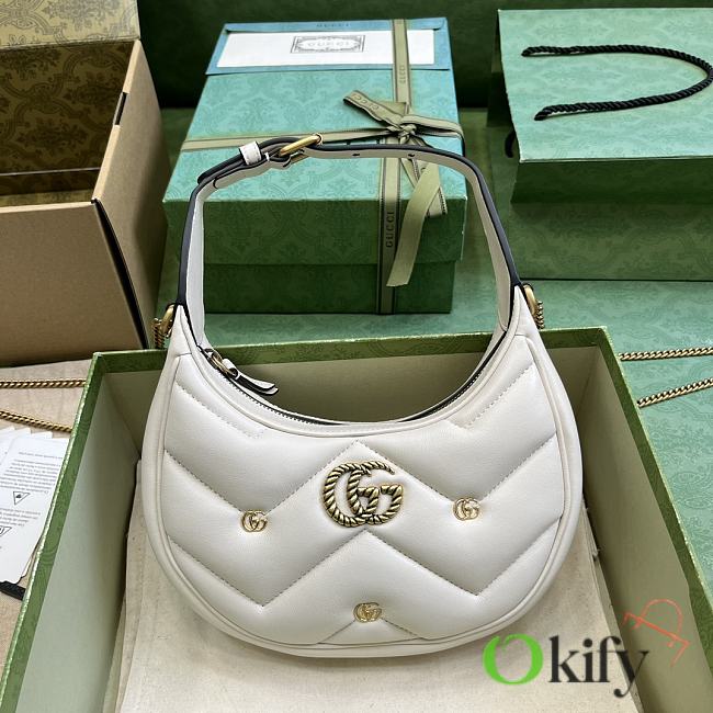 Okify Gucci GG Marmont Half-Moon-Shaped Mini Bag White Leather - 1