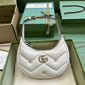 Okify Gucci GG Marmont Half-Moon-Shaped Mini Bag White Leather