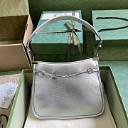 Okify Gucci Horsebit Slim Small Shoulder Bag Metallic Silver Leather - 1