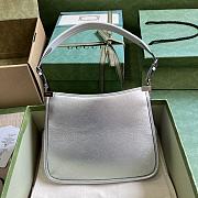 Okify Gucci Horsebit Slim Small Shoulder Bag Metallic Silver Leather - 2