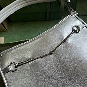 Okify Gucci Horsebit Slim Small Shoulder Bag Metallic Silver Leather - 3