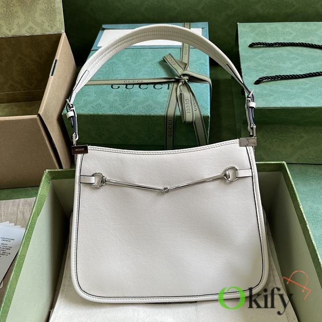Okify Gucci Horsebit Slim Small Shoulder Bag White Leather - 1