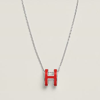 Okify Hermes Mini Pop H Pendant Necklace Rouge Vif