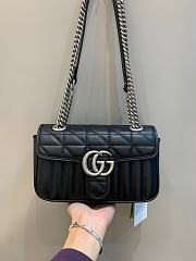 Okify Gucci GG Marmont Mini Shoulder Bag Black Leather Silver Hardware - 1