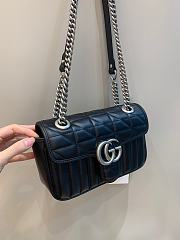 Okify Gucci GG Marmont Mini Shoulder Bag Black Leather Silver Hardware - 5