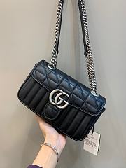 Okify Gucci GG Marmont Mini Shoulder Bag Black Leather Silver Hardware - 2