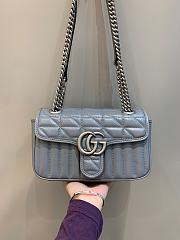 Okify Gucci GG Marmont Mini Shoulder Bag Gray Leather Silver Hardware - 1