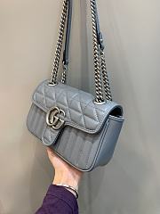 Okify Gucci GG Marmont Mini Shoulder Bag Gray Leather Silver Hardware - 6
