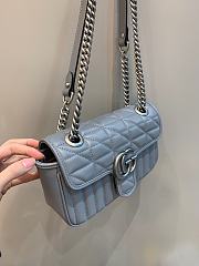 Okify Gucci GG Marmont Mini Shoulder Bag Gray Leather Silver Hardware - 4