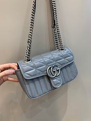 Okify Gucci GG Marmont Mini Shoulder Bag Gray Leather Silver Hardware - 2