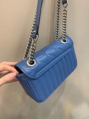 Okify Gucci GG Marmont Mini Shoulder Bag Blue Leather Silver Hardware - 6