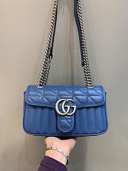 Okify Gucci GG Marmont Mini Shoulder Bag Blue Leather Silver Hardware - 5