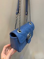 Okify Gucci GG Marmont Mini Shoulder Bag Blue Leather Silver Hardware - 4