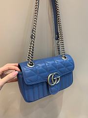 Okify Gucci GG Marmont Mini Shoulder Bag Blue Leather Silver Hardware - 3
