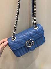 Okify Gucci GG Marmont Mini Shoulder Bag Blue Leather Silver Hardware - 2