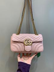 Okify Gucci GG Marmont Mini Shoulder Bag Pink Chevron Leather With Heart - 1