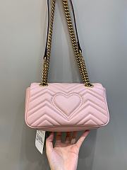 Okify Gucci GG Marmont Mini Shoulder Bag Pink Chevron Leather With Heart - 3