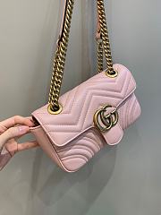 Okify Gucci GG Marmont Mini Shoulder Bag Pink Chevron Leather With Heart - 4