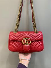 Okify Gucci GG Marmont Mini Shoulder Bag Red Chevron Leather With Heart - 1
