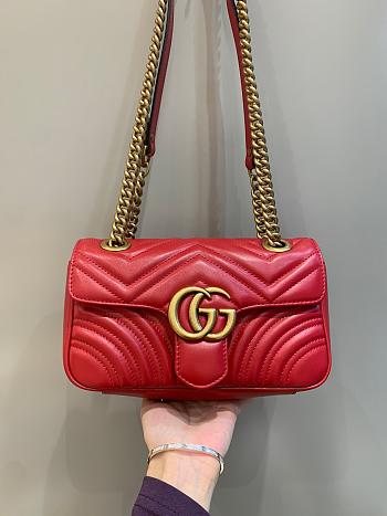 Okify Gucci GG Marmont Mini Shoulder Bag Red Chevron Leather With Heart