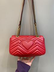 Okify Gucci GG Marmont Mini Shoulder Bag Red Chevron Leather With Heart - 6