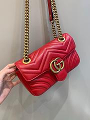 Okify Gucci GG Marmont Mini Shoulder Bag Red Chevron Leather With Heart - 5