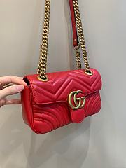 Okify Gucci GG Marmont Mini Shoulder Bag Red Chevron Leather With Heart - 3