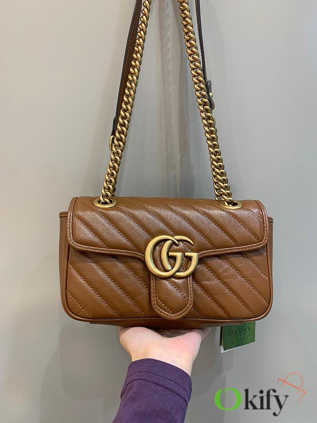 Okify Gucci GG Marmont Mini Shoulder Bag Brown Quilted Leather - 1