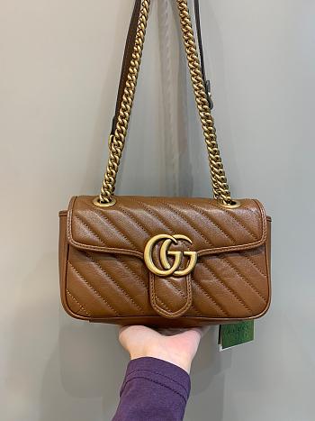 Okify Gucci GG Marmont Mini Shoulder Bag Brown Quilted Leather