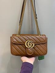 Okify Gucci GG Marmont Mini Shoulder Bag Brown Quilted Leather - 3